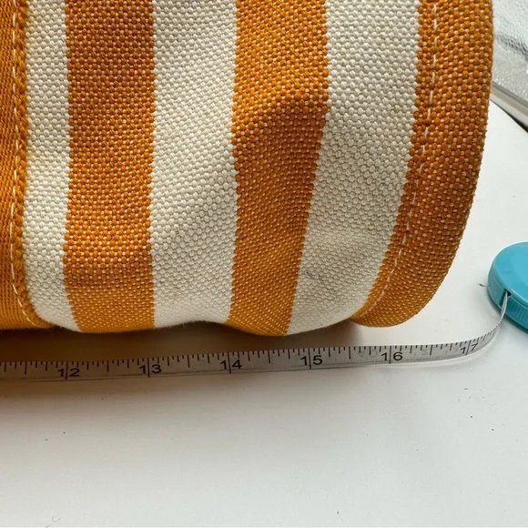 Hermes-Authentic- Yellow / White Stripe Cannes Tote Bag with Pouch - Picture 10 of 14